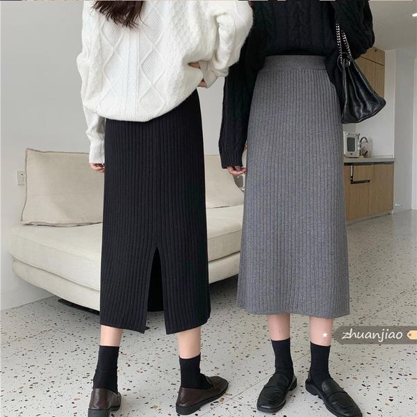 autumn winter elegant chic knitted skirts women fashion high waist elastic solid color all match split thick skirt for female, Black
autumn winter elegant chic knitted skirts women fashion high waist elastic solid color all match split thick skirt for female, Black