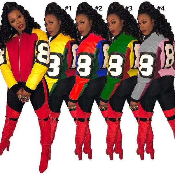 women 8 number eight patchwork zipper coats jacket block color matching jacket coat turn-down collar autumn winter cycling s-3xld112003, White
women 8 number eight patchwork zipper coats jacket block color matching jacket coat turn-down collar autumn winter cycling s-3xld112003, White