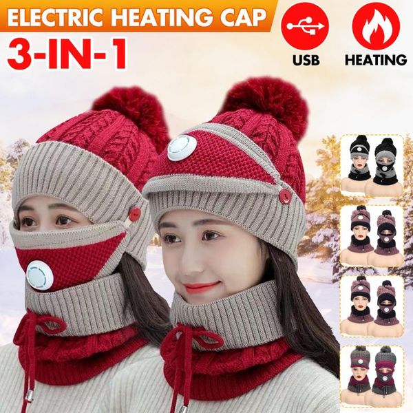 scarves 3pcs women usb heating scarf winter sets cap mask collar face protection girls accessory ball balaclava knitted hat, Blue;gray
scarves 3pcs women usb heating scarf winter sets cap mask collar face protection girls accessory ball balaclava knitted hat, Blue;gray