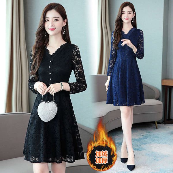 sleeve lace large 2020 new autumn dress women's middle and long fashion bottoming skirt trend, Black;gray
sleeve lace large 2020 new autumn dress women's middle and long fashion bottoming skirt trend, Black;gray
