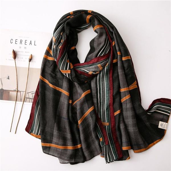 spring new style western plaid chain cotton linen handfeel long silk women 's scarf travel sun-resistant shawl, Blue;gray
spring new style western plaid chain cotton linen handfeel long silk women 's scarf travel sun-resistant shawl, Blue;gray