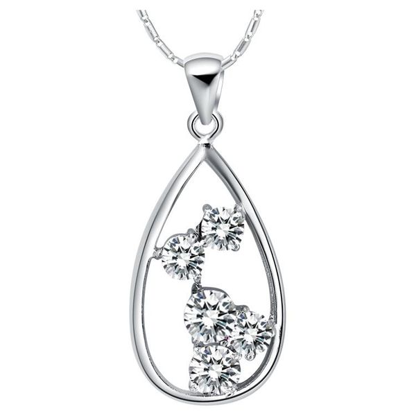 chains nice summer style white plated water drop shape with crystal pendant necklace for women gift, Silver
chains nice summer style white plated water drop shape with crystal pendant necklace for women gift, Silver