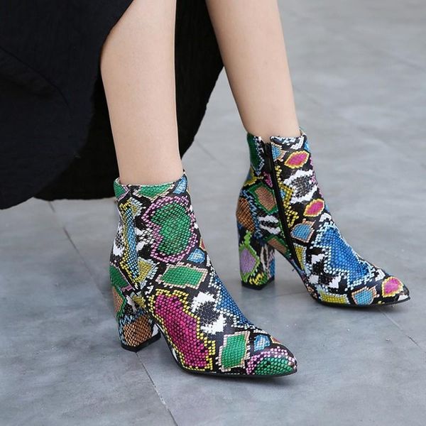 colorful snake skin pu ankle boots women high heels booties female party shoes ladies pointed toe shoes women autumn winter, Black
colorful snake skin pu ankle boots women high heels booties female party shoes ladies pointed toe shoes women autumn winter, Black