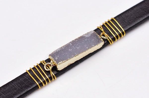 cute handcraft natural druzy agate black leather bracelet cuff wristband bangle, Golden;silver
cute handcraft natural druzy agate black leather bracelet cuff wristband bangle, Golden;silver