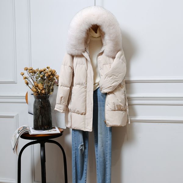 2021 new real natural skin collar winter with hood parka white jacket thicken female down warm loose coat falg, Black
2021 new real natural skin collar winter with hood parka white jacket thicken female down warm loose coat falg, Black