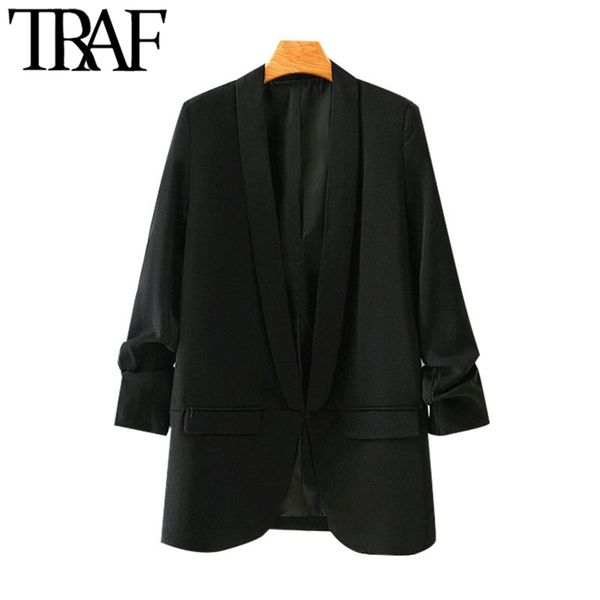 traf women fashion office wear basic black blazer coat vintage pleated sleeve pockets female outerwear chic 201201, White;black
traf women fashion office wear basic black blazer coat vintage pleated sleeve pockets female outerwear chic 201201, White;black