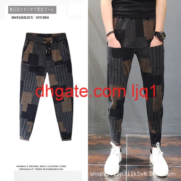 autumn and winter tweed thickened casual pants men's harlem pants spirit guy small leg pants slim color matching knitted leggings, Black
autumn and winter tweed thickened casual pants men's harlem pants spirit guy small leg pants slim color matching knitted leggings, Black