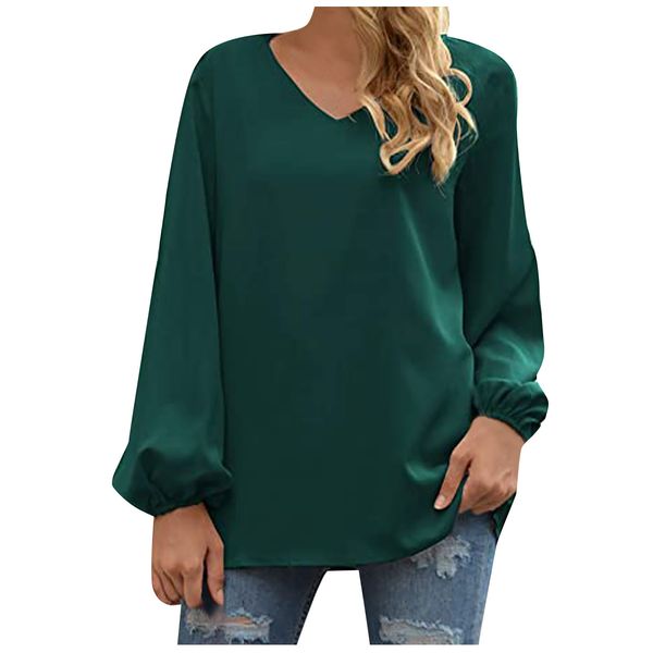 women casual t-shirts fashion long sleeve v-neck shirt loose t-shirt kg-166, White
women casual t-shirts fashion long sleeve v-neck shirt loose t-shirt kg-166, White