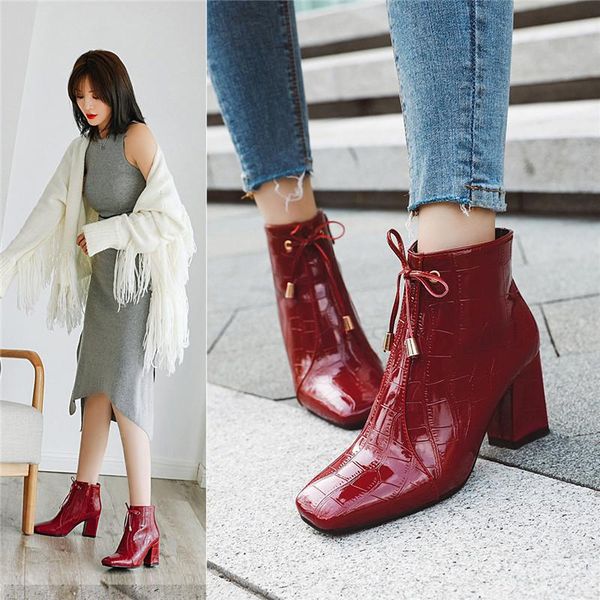 yqbtdl 2020 patent stone plaid high heel womens boots ankle white red black bowtie square toe autumn winter boots female shoes
yqbtdl 2020 patent stone plaid high heel womens boots ankle white red black bowtie square toe autumn winter boots female shoes