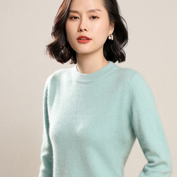 2020 super pure cashmere mink and women's sweaters fall winter soft half turtleneck high female sweater base, White;black
2020 super pure cashmere mink and women's sweaters fall winter soft half turtleneck high female sweater base, White;black