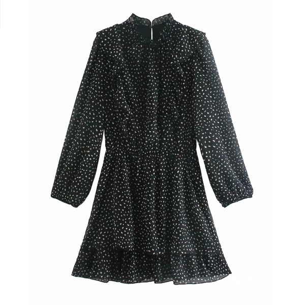 2021 new black print long sleeve woman autumn high neck chiffon ruffle mini dress women elastic waist vintage elegant dresses 42t9, Black;gray
2021 new black print long sleeve woman autumn high neck chiffon ruffle mini dress women elastic waist vintage elegant dresses 42t9, Black;gray