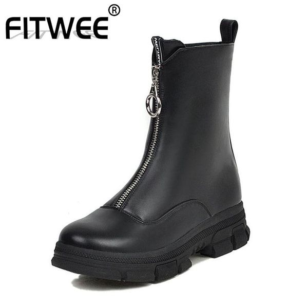 fitwee 2020 new ankle boots for women round toe thick bottom zipper leisure shoes daily outdoor winter women boots size 34-43, Black 
fitwee 2020 new ankle boots for women round toe thick bottom zipper leisure shoes daily outdoor winter women boots size 34-43, Black