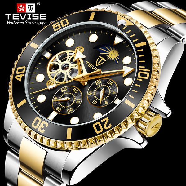 2020 new tevise mens watches stainless steel automatic mechanical wristwatch luxury moon phase chronograph male clock, Slivery;brown
2020 new tevise mens watches stainless steel automatic mechanical wristwatch luxury moon phase chronograph male clock, Slivery;brown