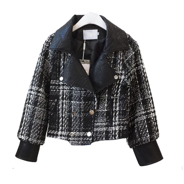 perhaps u women black gray white beige faux leather jacket coat outwear notch collar high street tweed plaid patchwork c0232
perhaps u women black gray white beige faux leather jacket coat outwear notch collar high street tweed plaid patchwork c0232