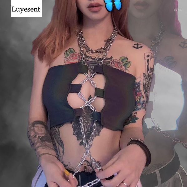 punk woman cool reflective halter camis 2020 summer lady hipster hollow out long metal chains lacing chic rock outdoor, White
punk woman cool reflective halter camis 2020 summer lady hipster hollow out long metal chains lacing chic rock outdoor, White