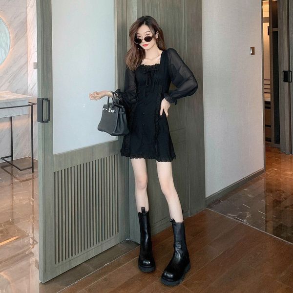 2021 new black mini women long sleeve party dress elegant solid ruffles fashion night out korean clothing autumn euwu, Black;gray
2021 new black mini women long sleeve party dress elegant solid ruffles fashion night out korean clothing autumn euwu, Black;gray