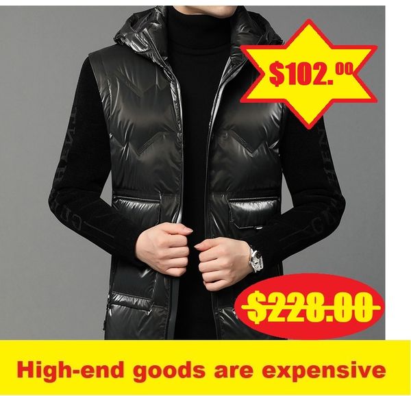 2020 men's casual white duck down long sleeve vest down jacket youth hooded warm and cold resistant vest men's clothing, Black
2020 men's casual white duck down long sleeve vest down jacket youth hooded warm and cold resistant vest men's clothing, Black