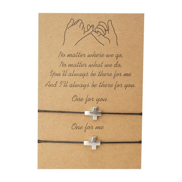charm bracelets 2021 fashion 2pcs/set cross one for you me black string braiding couple bracelet men women wish card, Golden;silver
charm bracelets 2021 fashion 2pcs/set cross one for you me black string braiding couple bracelet men women wish card, Golden;silver