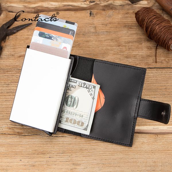 contact's business card holder genuine leather wallet men credit card case for man aluminium box rfid blocking small coin purse, Brown;gray
contact's business card holder genuine leather wallet men credit card case for man aluminium box rfid blocking small coin purse, Brown;gray