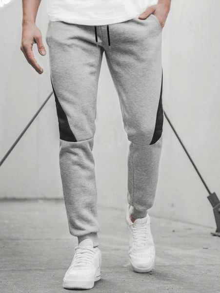 men drawstring waist contrast panel sweatpants y5vf#, Black
men drawstring waist contrast panel sweatpants y5vf#, Black