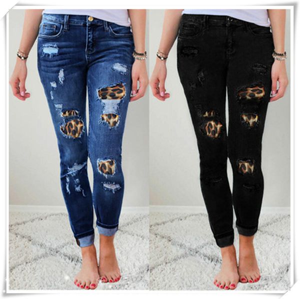 leopard print sticking fabric elastic small foot tight pencil pants water wash hole jeans, Blue
leopard print sticking fabric elastic small foot tight pencil pants water wash hole jeans, Blue