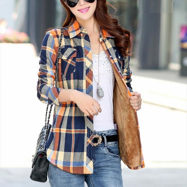 winter warm blouses women coats autumn camisa femininas long sleeve thick velvet plaid shirt flannel shirts full cotton top, White
winter warm blouses women coats autumn camisa femininas long sleeve thick velvet plaid shirt flannel shirts full cotton top, White