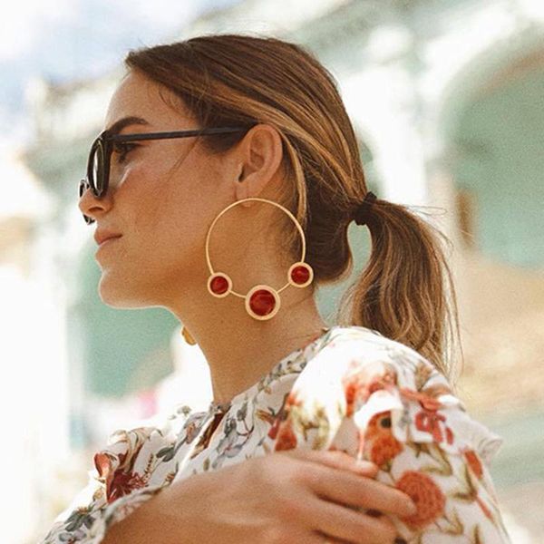 2020 new fashion small red black circle gold color big loop dangle earrings for women lady's bohemian earring for traveling, Silver
2020 new fashion small red black circle gold color big loop dangle earrings for women lady's bohemian earring for traveling, Silver