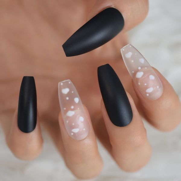 false nails matte black press on white sky cloud extra long coffin ballerina frosted full cover fake fingersnails extention tool, Red;gold
false nails matte black press on white sky cloud extra long coffin ballerina frosted full cover fake fingersnails extention tool, Red;gold