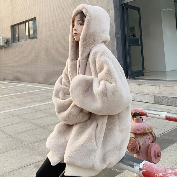oversized hooded faux fur coat winter fashion fake fur jacket long sleeve thick stitching loose outerwear f20361, Black 
oversized hooded faux fur coat winter fashion fake fur jacket long sleeve thick stitching loose outerwear f20361, Black