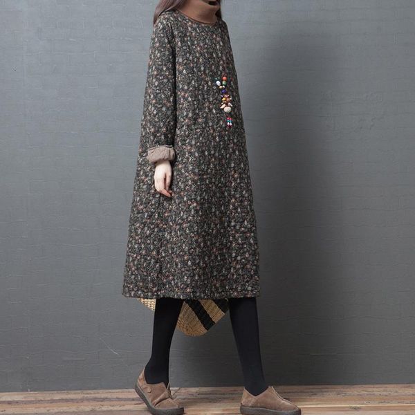 chinese style print floral women dresses warm vintage robes 2020 winter new thick turtleneck long sleeve loose dresses, Black;gray
chinese style print floral women dresses warm vintage robes 2020 winter new thick turtleneck long sleeve loose dresses, Black;gray