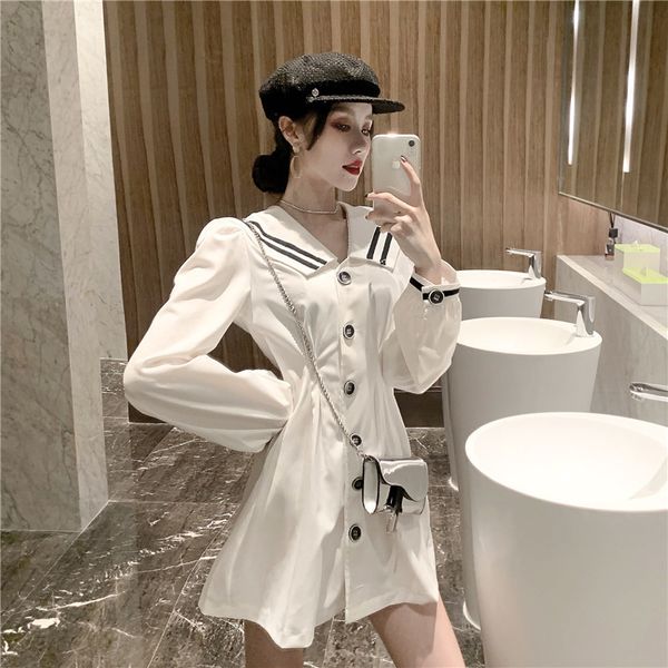 2021 vintage sailor short korean women's only-breasted sweet spring dress new tall waist dressed in student sleeves 0uml, Black;gray
2021 vintage sailor short korean women's only-breasted sweet spring dress new tall waist dressed in student sleeves 0uml, Black;gray
