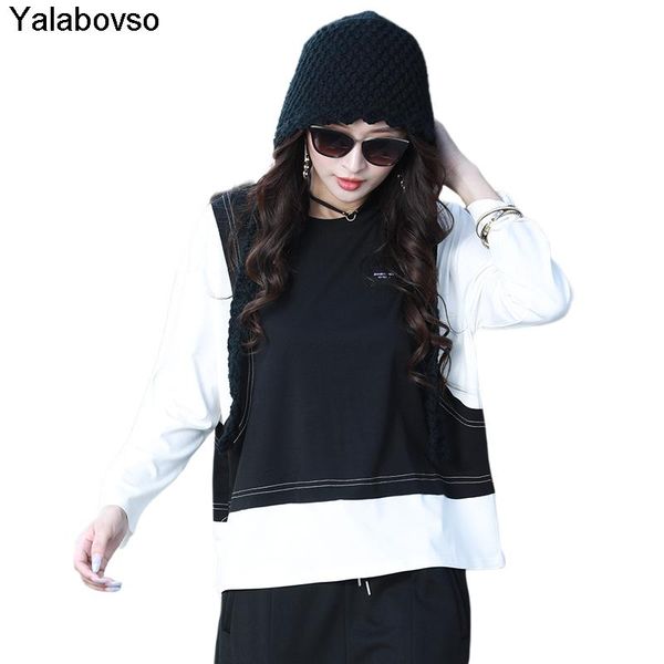 spring new foreign style streetwear fake two piece casual for women o neck color patchwork tees loose t shirt female, White
spring new foreign style streetwear fake two piece casual for women o neck color patchwork tees loose t shirt female, White