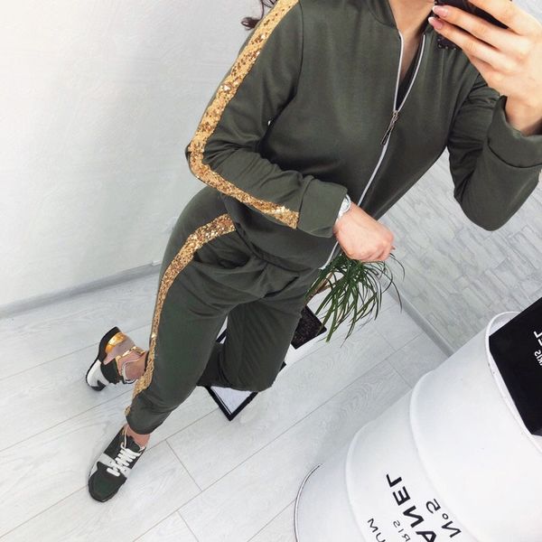 2021Wonens Suits Spring Autumn Fashion Casual Sequin Stitching Jacket Trousers Sports Suit Womens Clothing, Gray
2021Wonens Suits Spring Autumn Fashion Casual Sequin Stitching Jacket Trousers Sports Suit Womens Clothing, Gray