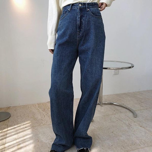 women's jeans autumn and winter jeans, casual solid color loose with high waist wide leg pants, Blue
women's jeans autumn and winter jeans, casual solid color loose with high waist wide leg pants, Blue