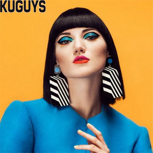 stripe drop dangle earrings for women big black white acrylic hyperbole square fashion jewelry cool festival accessories, Silver
stripe drop dangle earrings for women big black white acrylic hyperbole square fashion jewelry cool festival accessories, Silver
