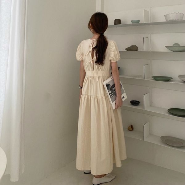 women summer vintage puff a- line long dress elegant high waist ruffle back bow tie dresses round collar short sleeve y200805, Black;pink
women summer vintage puff a- line long dress elegant high waist ruffle back bow tie dresses round collar short sleeve y200805, Black;pink