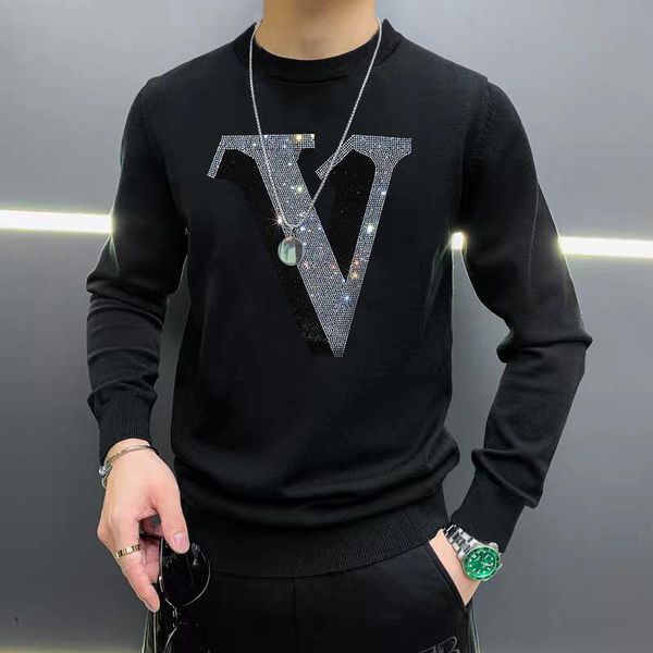 men's sweaters winter letters diamond round neck sweater comfortable and warm knitted long-sleeved casual thick pullover, White;black
men's sweaters winter letters diamond round neck sweater comfortable and warm knitted long-sleeved casual thick pullover, White;black