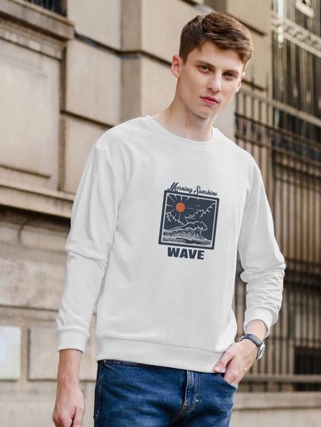 men wave & letter graphic sweatshirt u07t#, Black
men wave & letter graphic sweatshirt u07t#, Black