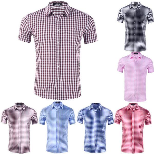 men blouse summer men's new cotton small plaid short sleeve casual shirt blouse drop shipping, White;black
men blouse summer men's new cotton small plaid short sleeve casual shirt blouse drop shipping, White;black