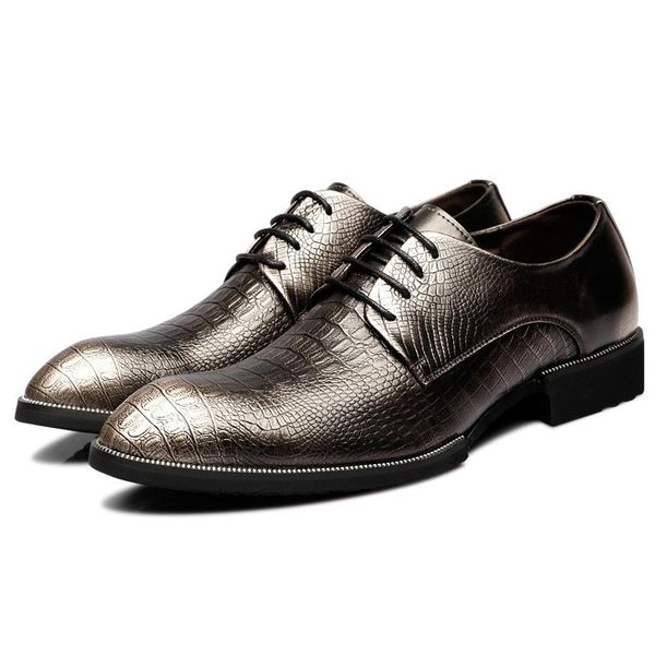 men leather shoes crocodile pattern formal wedding shoes for men retro brogue men's oxfords dress, Black
men leather shoes crocodile pattern formal wedding shoes for men retro brogue men's oxfords dress, Black