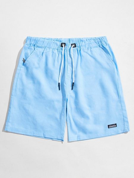 romwe guys patched drawstring shorts t3sw#, Black
