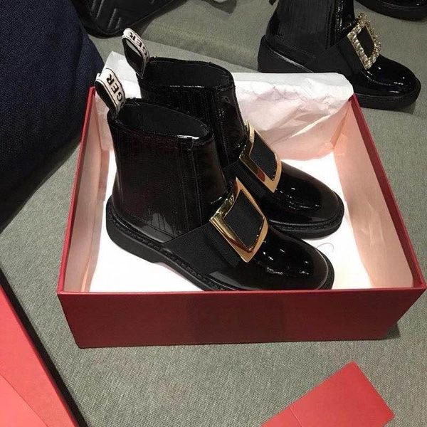 classic carabiner patent leather booties go with casual boots, Black