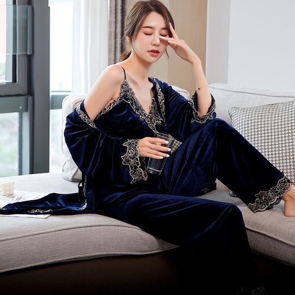 2021 autumn new women 3pcs sleep set velour pajamas suit kimono bathrobe gown soft sleepwear nightwear intimate lingerie, Black;red
2021 autumn new women 3pcs sleep set velour pajamas suit kimono bathrobe gown soft sleepwear nightwear intimate lingerie, Black;red