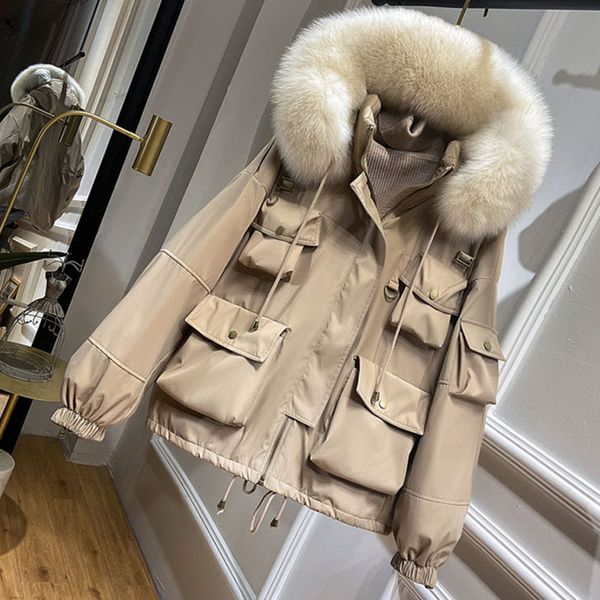 90% white duck down female thick parkas large natural fox fur hooded winter jacket women warm waterproof hooded snow coat 2020 c1204, Black
90% white duck down female thick parkas large natural fox fur hooded winter jacket women warm waterproof hooded snow coat 2020 c1204, Black