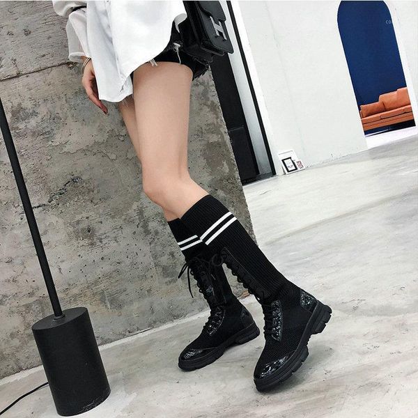 classic wild women fashion high-cross-tied boots spring/autumn long-barreled sock casual flats canvas boots b22-681, Black
classic wild women fashion high-cross-tied boots spring/autumn long-barreled sock casual flats canvas boots b22-681, Black