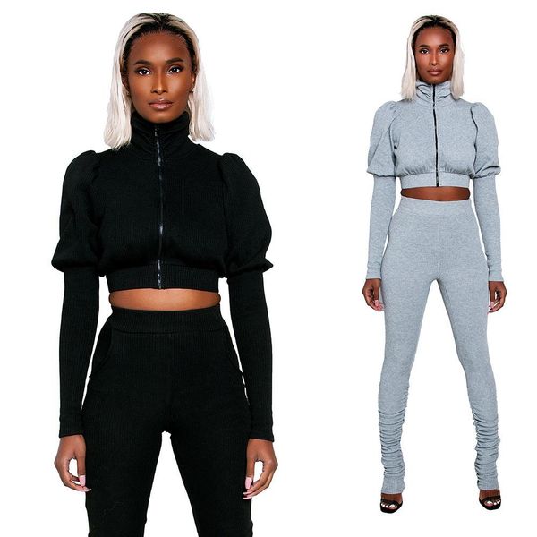 2020 women two pieces outfits suit sweatshirt+pants suits patchwork zipper casual sportswear slim outfit two-piece solid tracksuit, Gray
2020 women two pieces outfits suit sweatshirt+pants suits patchwork zipper casual sportswear slim outfit two-piece solid tracksuit, Gray