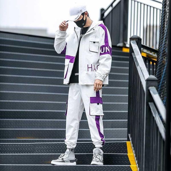 men's tracksuits autumn men's youth fashion two-piece large size contrast color hooded tooling sportswear casual jacket long sleev, Gray
men's tracksuits autumn men's youth fashion two-piece large size contrast color hooded tooling sportswear casual jacket long sleev, Gray