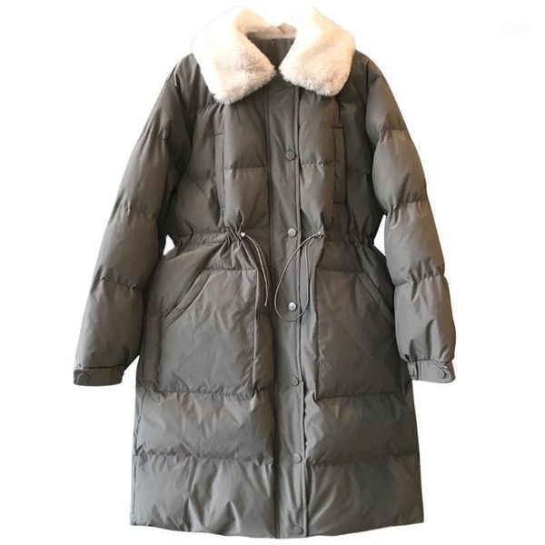 2021 winter women's down cotton jacket ladies large fur collar waist drawstring padded clothing long warm thicken overcoat f831, Black 
2021 winter women's down cotton jacket ladies large fur collar waist drawstring padded clothing long warm thicken overcoat f831, Black