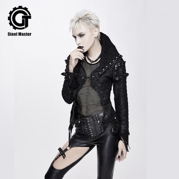 fashion devil black women's punk jacket hole rock jacket stand collar one button halloween1, Black;brown
fashion devil black women's punk jacket hole rock jacket stand collar one button halloween1, Black;brown
