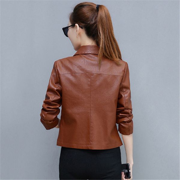 leather jacket women caramel plus size short slim pu coat new spring autumn korean fashion chic moto clothing lj201127, Black
leather jacket women caramel plus size short slim pu coat new spring autumn korean fashion chic moto clothing lj201127, Black